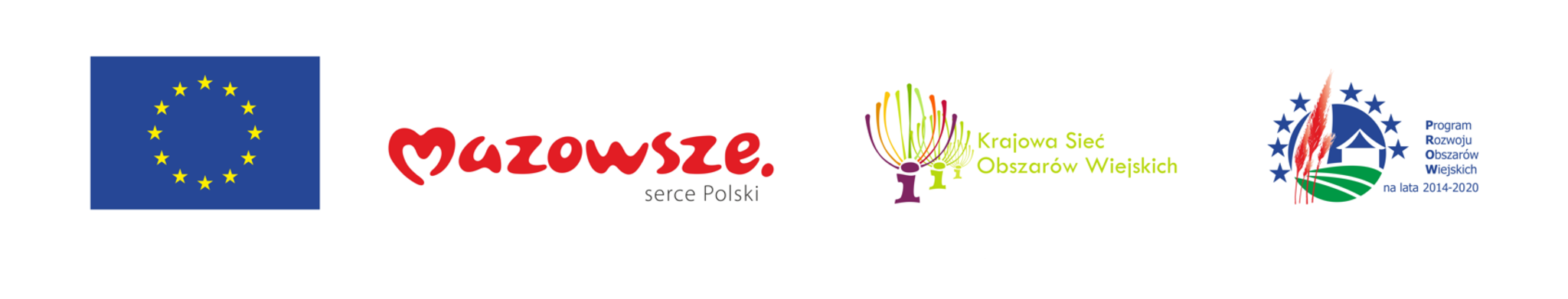 ciąg logotypówL flaga unii Europejskiej, Mazowsze serce Polski, Krajowa Sieć Obszarów Wiejskich, Program Rozwoju Obszarów Wiejskich