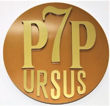 Okrągłe logo z napisem P7P URSUS
