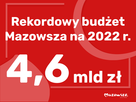 4,6 mld zł - rekordowy budżet Mazowsza na 2022 r.