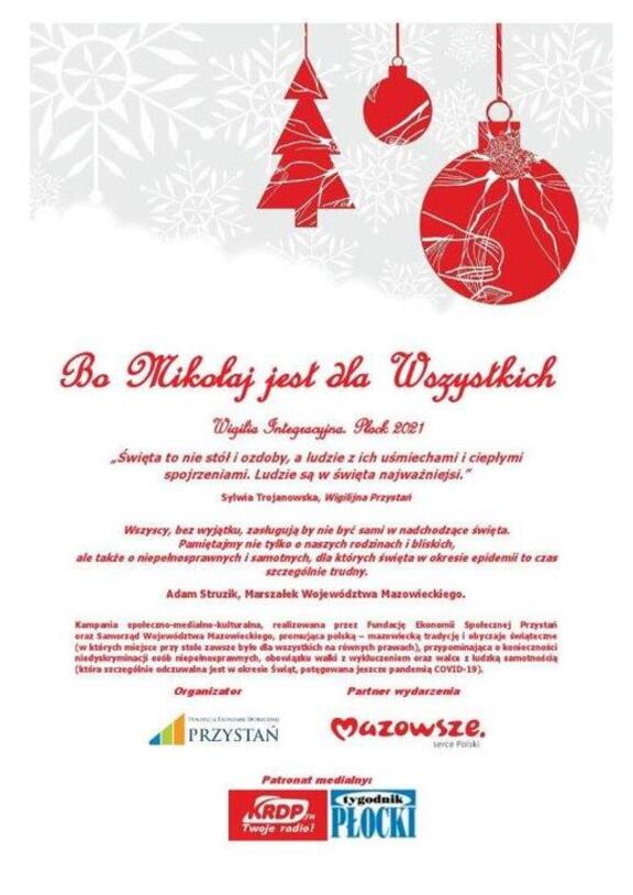 „Bo Mikołaj jest dla Wszystkich” – Wigilia integracyjna, Płock 2021