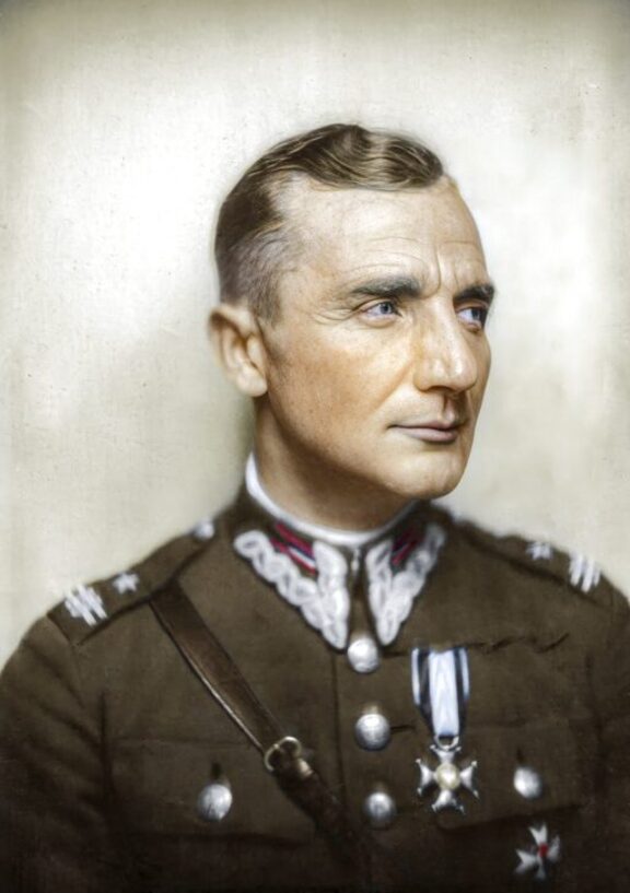 Mężczyzna w średnim wieku w mundurze Wojska Polskiego. Portret Henryka Dobrzańśkiego Hubala