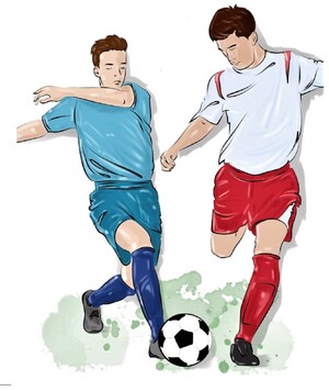 Grafika z dwoma futbolistami w czasie gry