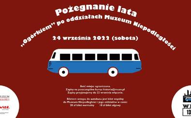 Plakat promujący wydarzenie. Nad rysunkiem autobusu jest nazwa i data imprezy. Poniżej szczegółowe informacje